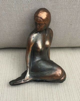 Small Metal Sculpture Of Nude Woman Statue Figurine Vintage Mermaid?