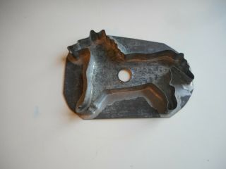 Antique Flat Backed Soldered Tin Cookie Cutter Of A Wolf.  Wolf Cookie Cutter
