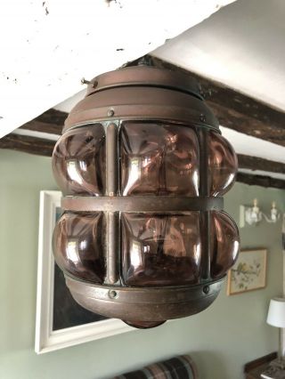 Arts And Crafts Copper & Glass Lantern