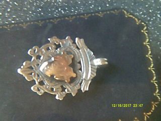 Antique Hallmarked Sterling Silver And 9ct Gold Ornate Fob/pendant