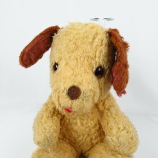 Vintage Dog Puppy Plush Stuffed Animal Yellow Tan Brown Toy Doll Sitting 2