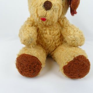 Vintage Dog Puppy Plush Stuffed Animal Yellow Tan Brown Toy Doll Sitting 3
