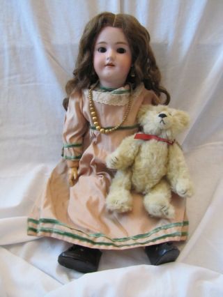 Antique German S&h Bisque Socket Head Doll W/ Marked Composition Body 20 " Tall