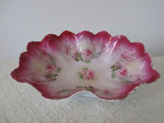 M Z Moritz Zdekauer Austria Dish Roses Pink Bowl Candy Porcelain China antique 3