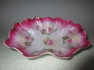 M Z Moritz Zdekauer Austria Dish Roses Pink Bowl Candy Porcelain China antique 4