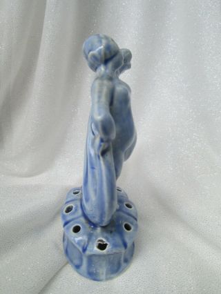 VINTAGE Flower Frog Art Deco Nude Dancer Woman Scarf Dance Blue 8 Holes 4