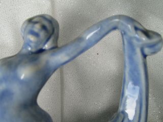 VINTAGE Flower Frog Art Deco Nude Dancer Woman Scarf Dance Blue 8 Holes 8