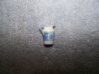 1:12 Vintage Dollhouse Miniature Antique Blue And White Porcelain Pitcher