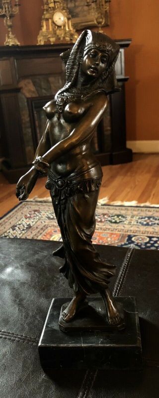 Vintage French Bronze Sculpture Claudius Marioton Egyptian Dancer Art Nouveau