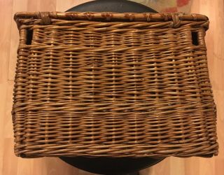 Vintage Fishing Creel Fly Fisherman ' s Wicker Leather Basket Trout 4