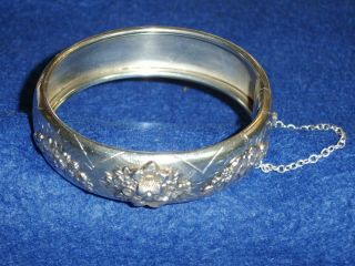 A Silver Antique Victorian Ornate Embossed Bangle/bracelet - 1880
