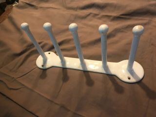 Antique Coat Or Towel Rack,  Porcelain Finish Over Metal,  12 1/2 Inches,  5 Rungs
