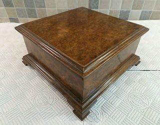 Art Deco Burr Walnut Veneered Table Box On Decorative Feet Circa 1920s