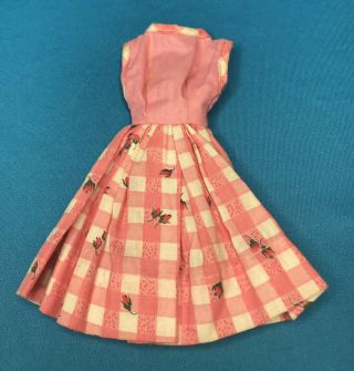Vintage Barbie Clone Premier? Shillman Pink Gingham Roses Cotton Dress