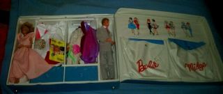 Vintage 1963 Barbie And Midge Doll Case With Ken And Barbie Clothes