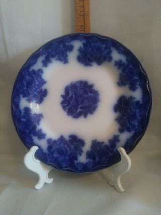 Antique Flow Blue Waldorf Dinner Plate Wharf Pottery England 8 7/8 "
