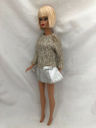 Vintage Mattel Tagged Barbie Salute To Silver Sparkle Lame Dress 1885 Fan Club