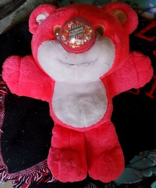 Playskool Nosy Bear Plush 12 " Hot Pink Popcorn Bear Vintage 1987 70658