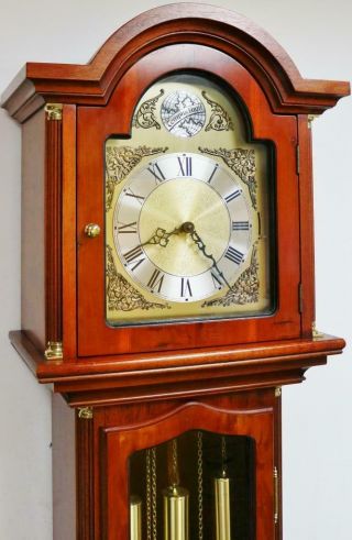 Vintage Hermle 3 Weight Musical Westminster Chime Longcase Grandfather Clock 4