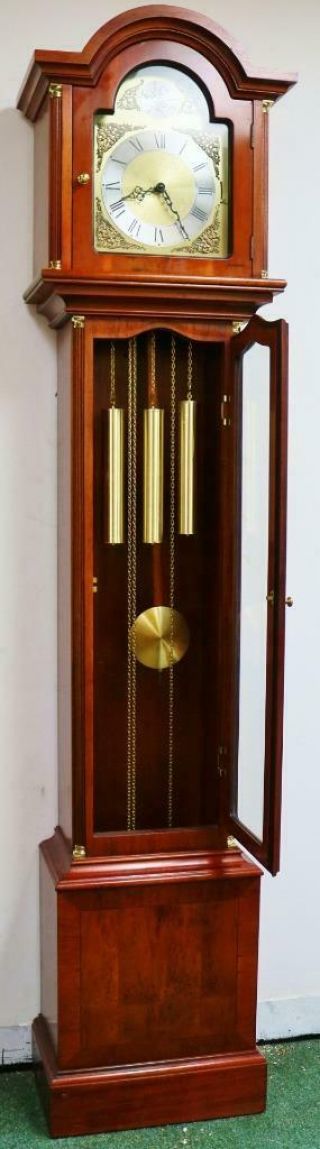 Vintage Hermle 3 Weight Musical Westminster Chime Longcase Grandfather Clock 7