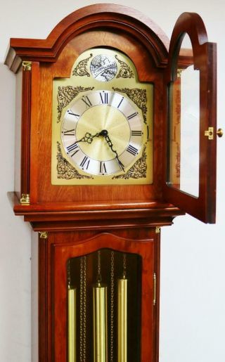 Vintage Hermle 3 Weight Musical Westminster Chime Longcase Grandfather Clock 8