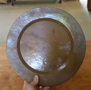 Arts & Crafts Hand Hammered Solid Copper Large Charger Plate Antique