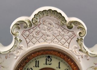Early 20thC Ansonia Clock Co.  Dresden Porcelain Mantle Clock No.  674 3