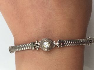 Vintage Antique Sterling Silver Bracelet With White Stone
