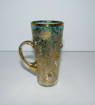 Antique Bohemian Moser Art Glass Cup With Applied Acorns 510