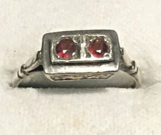 Antique Vintage Sterling Garnet Ring Size 6 1.  7 Grams