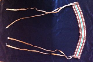 Antique South African Xhosa/zulu Beaded Panel/ Collar With Leather Ties