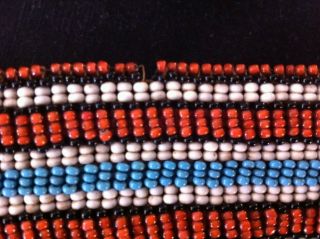 antique South African Xhosa/Zulu beaded panel/ collar with leather ties 3
