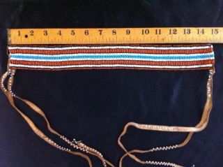 antique South African Xhosa/Zulu beaded panel/ collar with leather ties 6