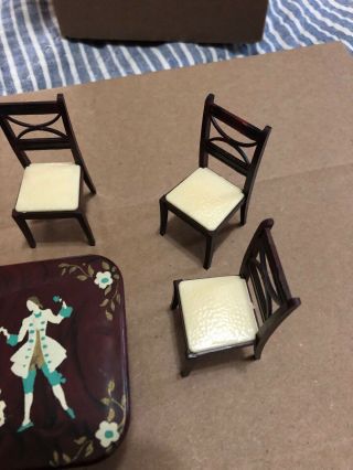 VINTAGE RENWAL DOLLHOUSE DINING ROOM TABLE D51 5 CHAIRS 4
