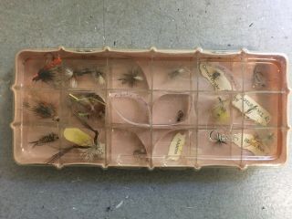 Vintage Orvis Plastic Fly Case With 20 Assorted Flies