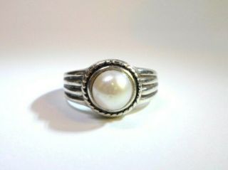 Vintage Sterling Silver & Mabe Pearl Ring Size 7.  5 Estate Jewelry