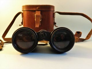 ANTIQUE WWI TAYLOR HOBSON X 6 BINOCULARS AND LEATHER CASE 6