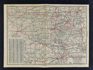 1930 Clason Auto Road Tour Map - Oklahoma N.  Texas Dallas Tulsa Muskogee City