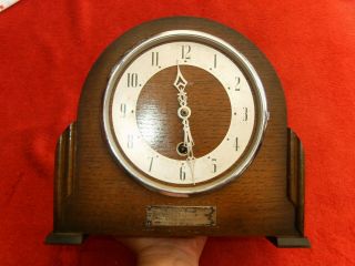 A Enfield Antique Mantle Clock With Silver Plaque Dated 1916 To 1949