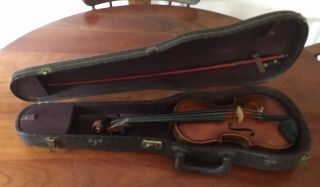 1890’s Antique 1/2 Size Josef.  Geigenbau.  Mittenwald Germany Violin Bow & Case