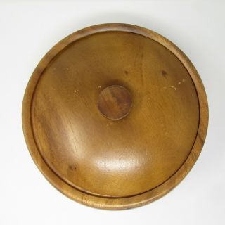 Vintage Turned Wood Bowl with Lid Inlaid Pattern 11 