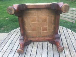 ANTIQUE QUEEN ANNE YEW FOOT STOOL WITH EMBROIDERY STITCH WORK OF FLOWERS 8