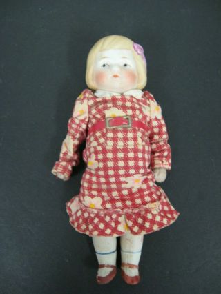 Antique Vintage Nippon Doll Bisque Porcelain Jointed Doll Japan Nippon 6.  5 "