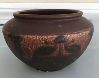 Antique Vintage Roseville Pottery Victorian Art Deco Brown Bowl Vase 5