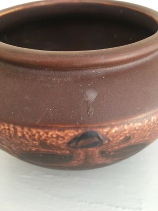 Antique Vintage Roseville Pottery Victorian Art Deco Brown Bowl Vase 8