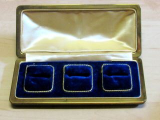 Rare Antique Victorian Silk Velvet Jeweler Presentation Box For 3 Rings
