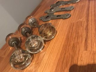 Set Of 3 Pairs Of Vintage Antique Glass Door Knobs Handles Architectural Salvage