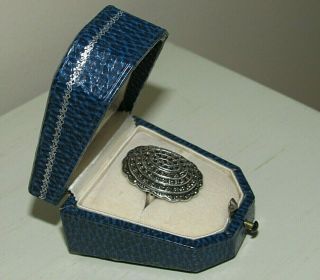 Antique Marcasite Ring UNCAS Sterling Art Deco size 6.  5 in Presentation Box 7