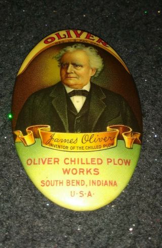 ANTIQUE JAMES OLIVER CHILLED PLOW ADVERTISING POCKET MIRROR SOUTH BEND IN 3