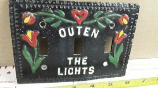 Vintage Outen The Lights Light Switch Cover Plate Metal 3 Switch